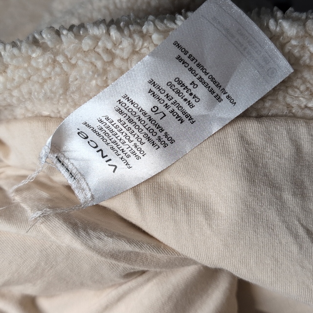 Vince Cream Sandlewood Sherpa Oversized Hooded Pullover Large - Picture 10 of 10